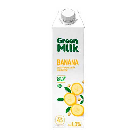 Напиток безалкогольный соевый со вкусом банана Green Milk Banana